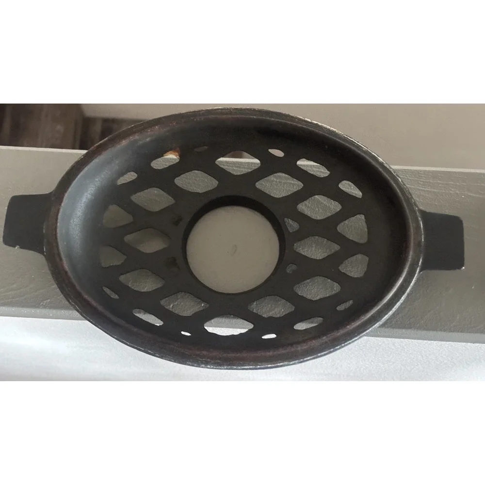 John Wright Cast Iron Steamer Humidifier Wood Stove Black Oval 2 Piece
